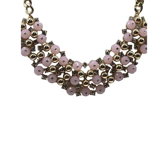 Lilly Pulitzer Pink "Pop The Bubbly" Beaded Rhinestone Gold Tone Necklace New - Picture 2 of 8